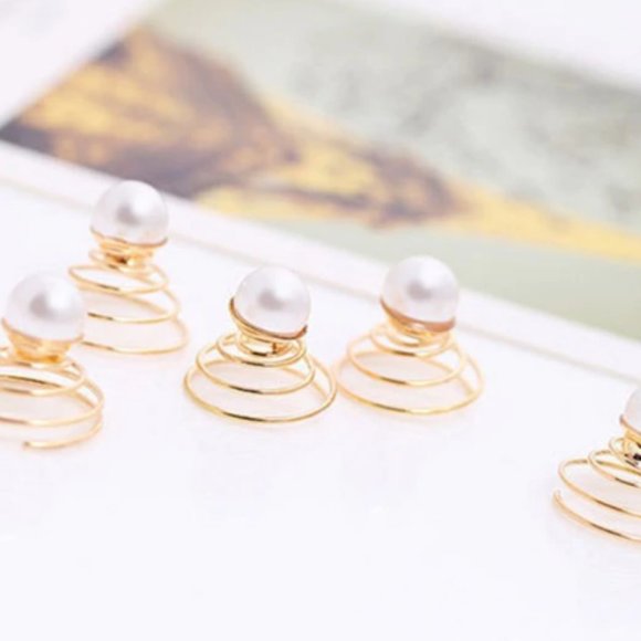 Pearl Spiral Hair Pins (Gold) - Picture 2 of 3